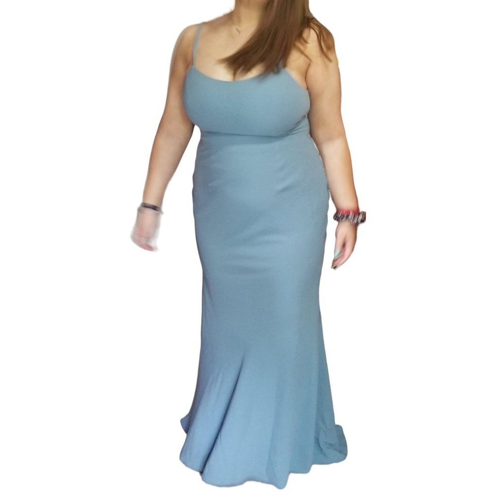NWT Dress the Population Size XXL Light Blue Floor Length Ball Gown Dress